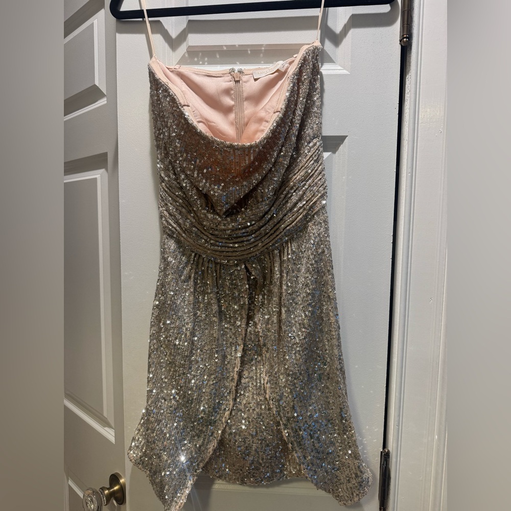 Ramy Brook Sparkling champagne gold Sequin Dress
